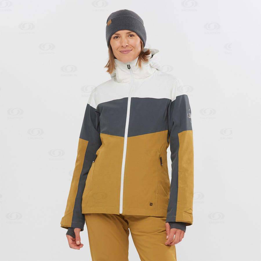 Brown Women's Salomon SLALOM Ski Jackets | USA-O2062