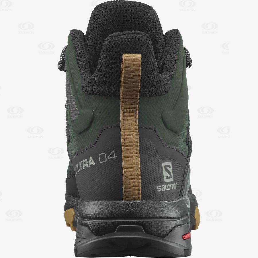 Green / Black Men's Salomon X ULTRA 4 MID GORE-TEX Hiking Boots | USA-L1417