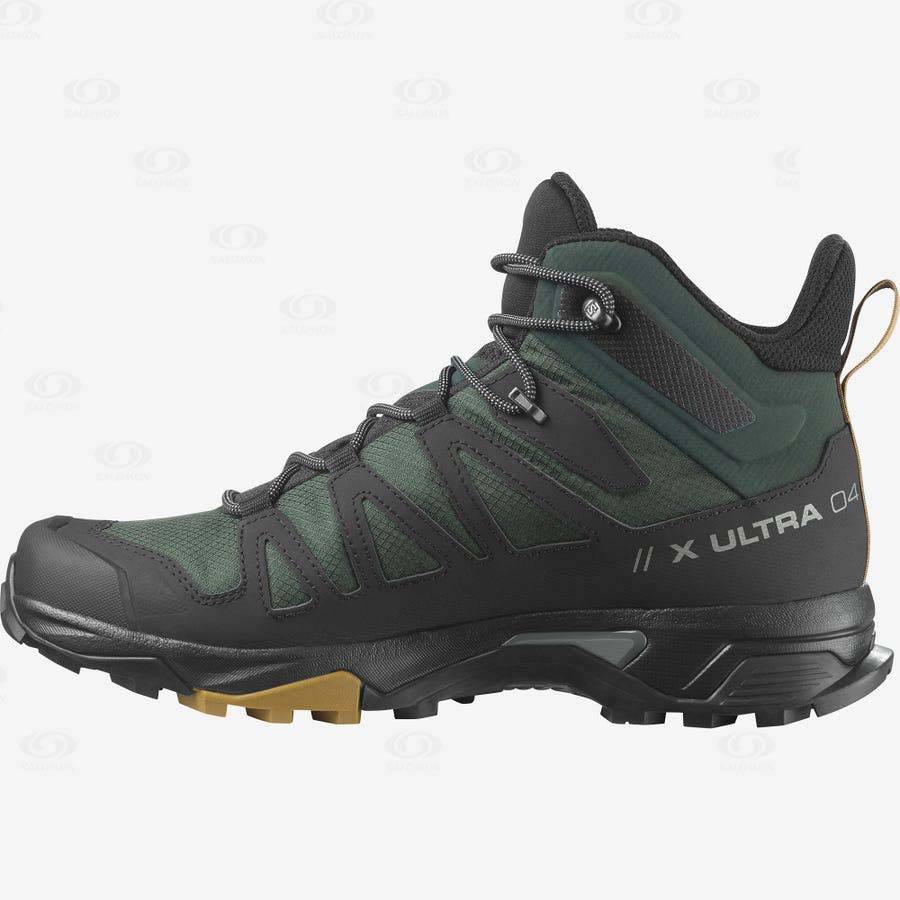 Green / Black Men's Salomon X ULTRA 4 MID GORE-TEX Hiking Boots | USA-L1417