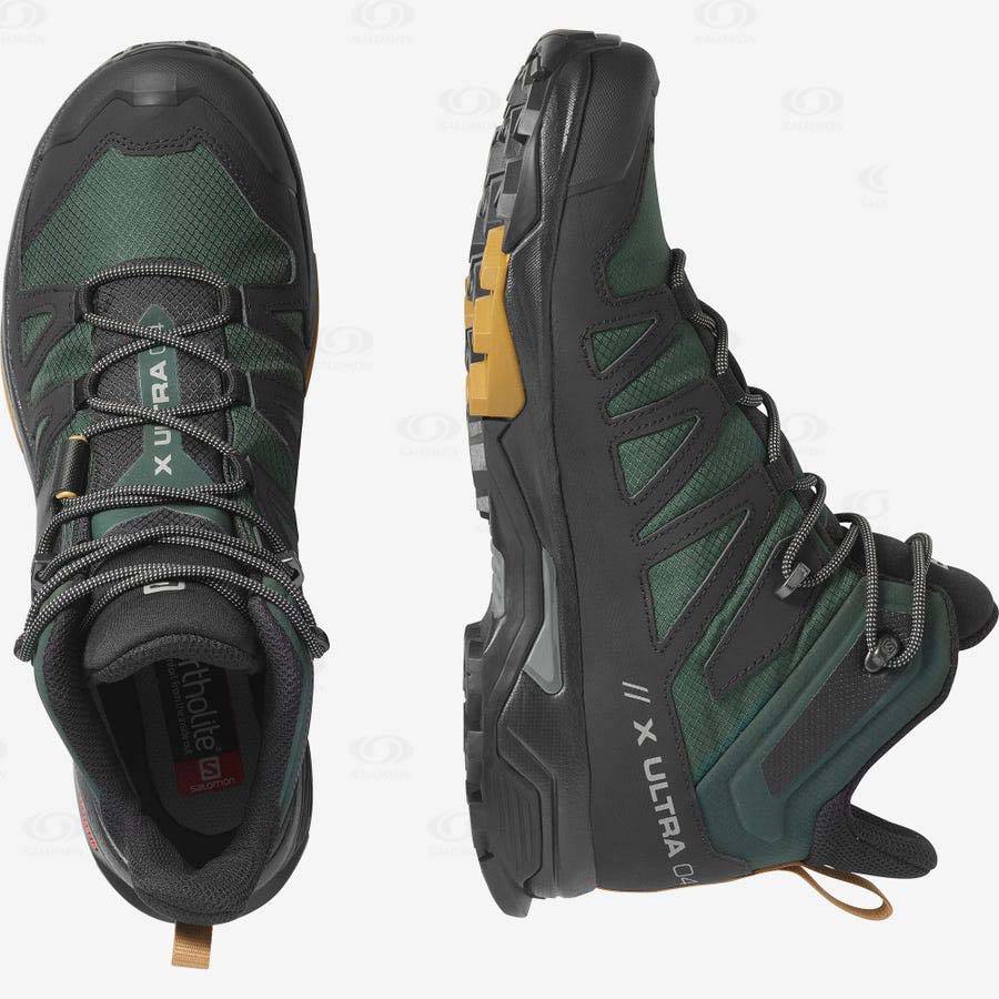 Green / Black Men's Salomon X ULTRA 4 MID GORE-TEX Hiking Boots | USA-L1417