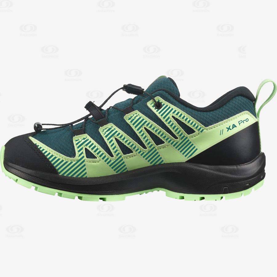 Green Kids' Salomon XA PRO V8 CLIMASALOMON™ Waterproof Shoes | USA-L2355