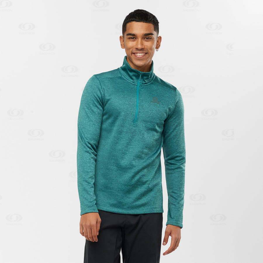 Green Men's Salomon ESSENTIAL LIGHTWARM SEAMLESS Hoodie | USA-A1864