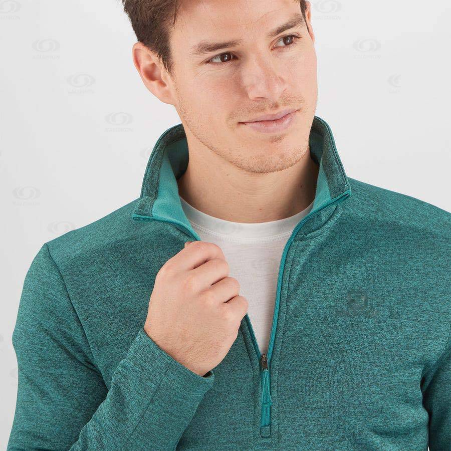 Green Men's Salomon ESSENTIAL LIGHTWARM SEAMLESS Hoodie | USA-A1864