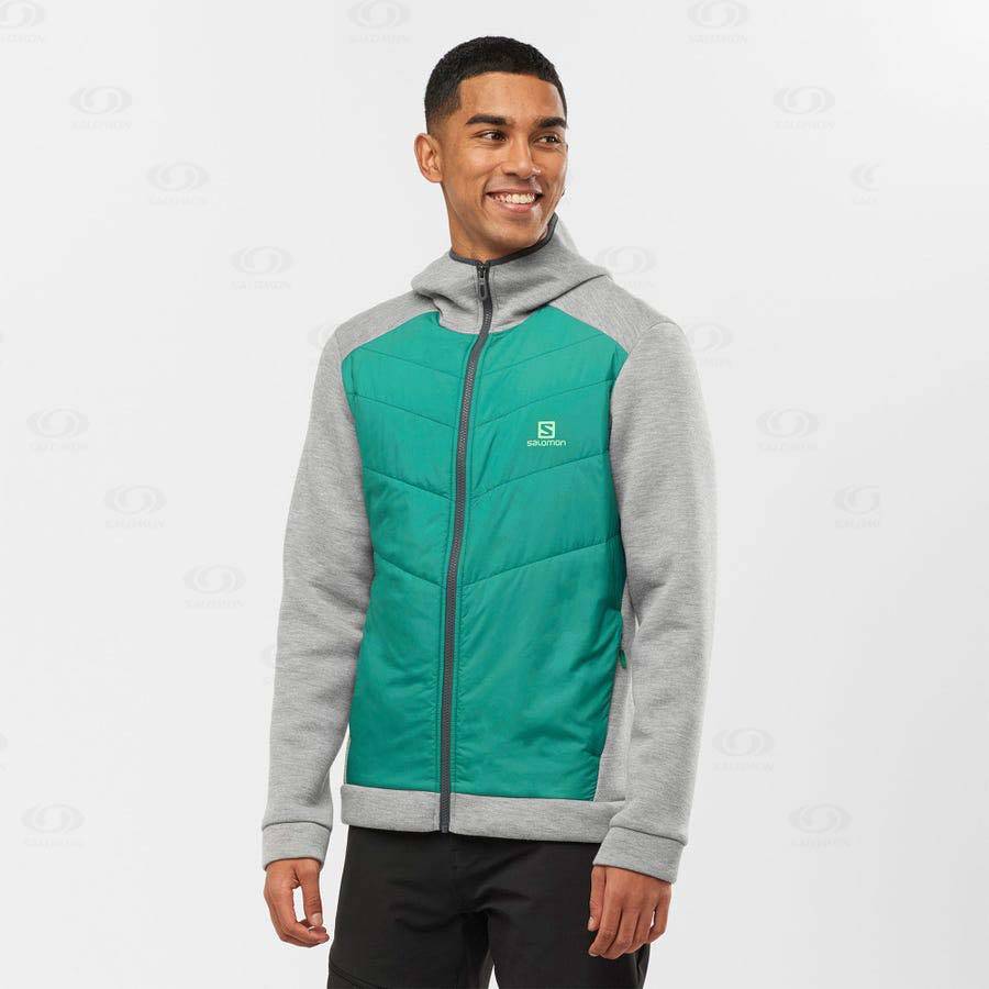 Green Men's Salomon ESSENTIAL XWARM HYBRID Hoodie | USA-M1636