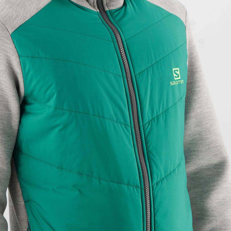 Green Men's Salomon ESSENTIAL XWARM HYBRID Hoodie | USA-M1636