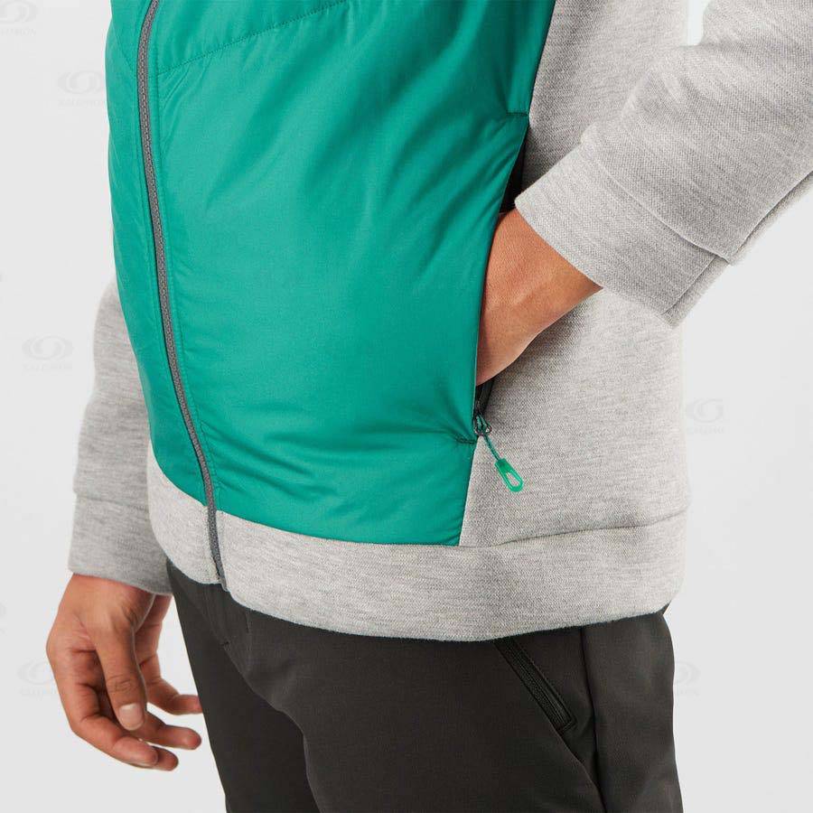 Green Men's Salomon ESSENTIAL XWARM HYBRID Hoodie | USA-M1636