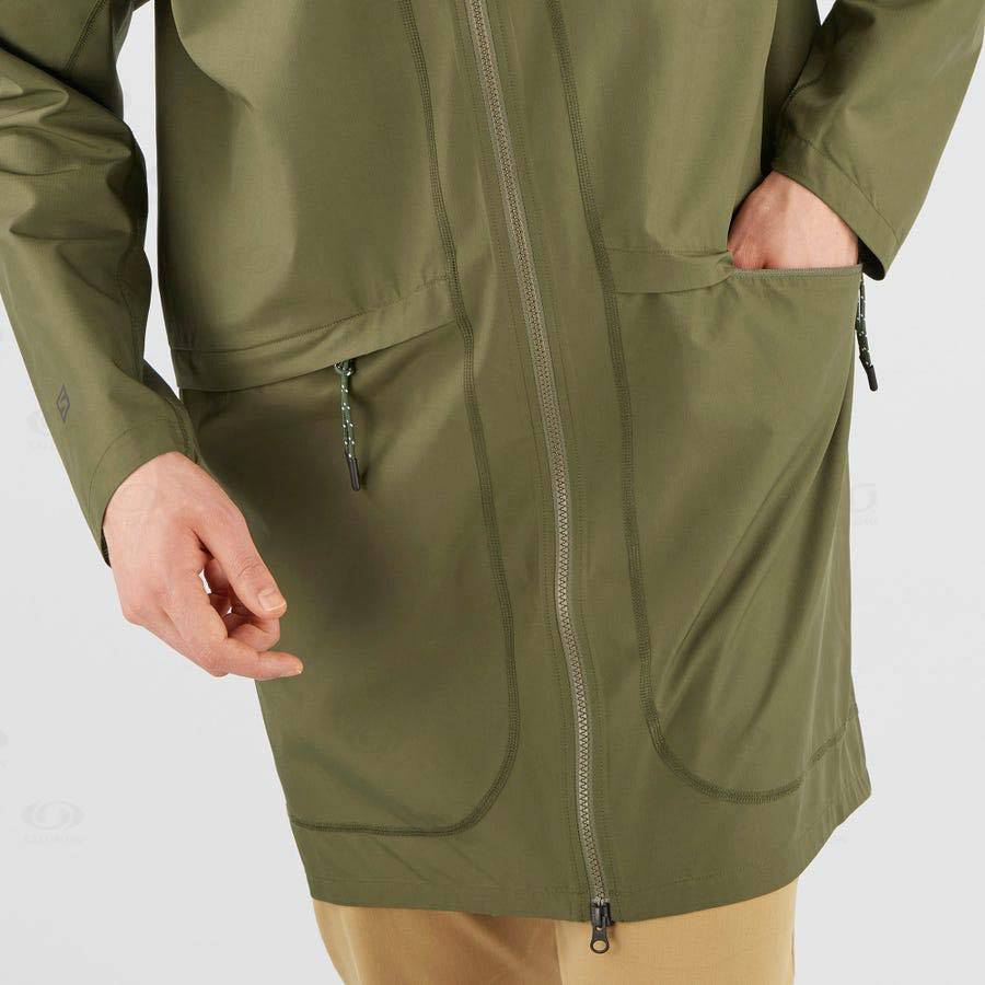 Green Men's Salomon OUTLIFE LONG PACKABLE Windbreaker | USA-L1438