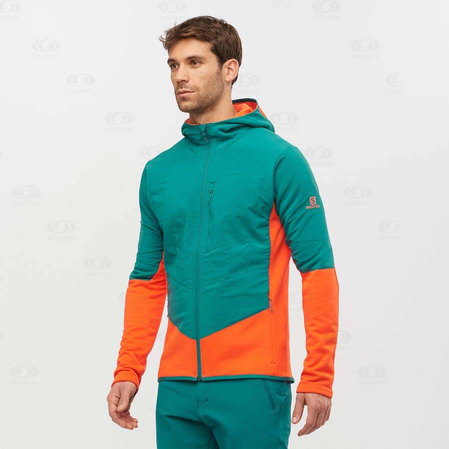 Green Men's Salomon OUTLINE WARM HYBRID Hoodie | USA-S2416