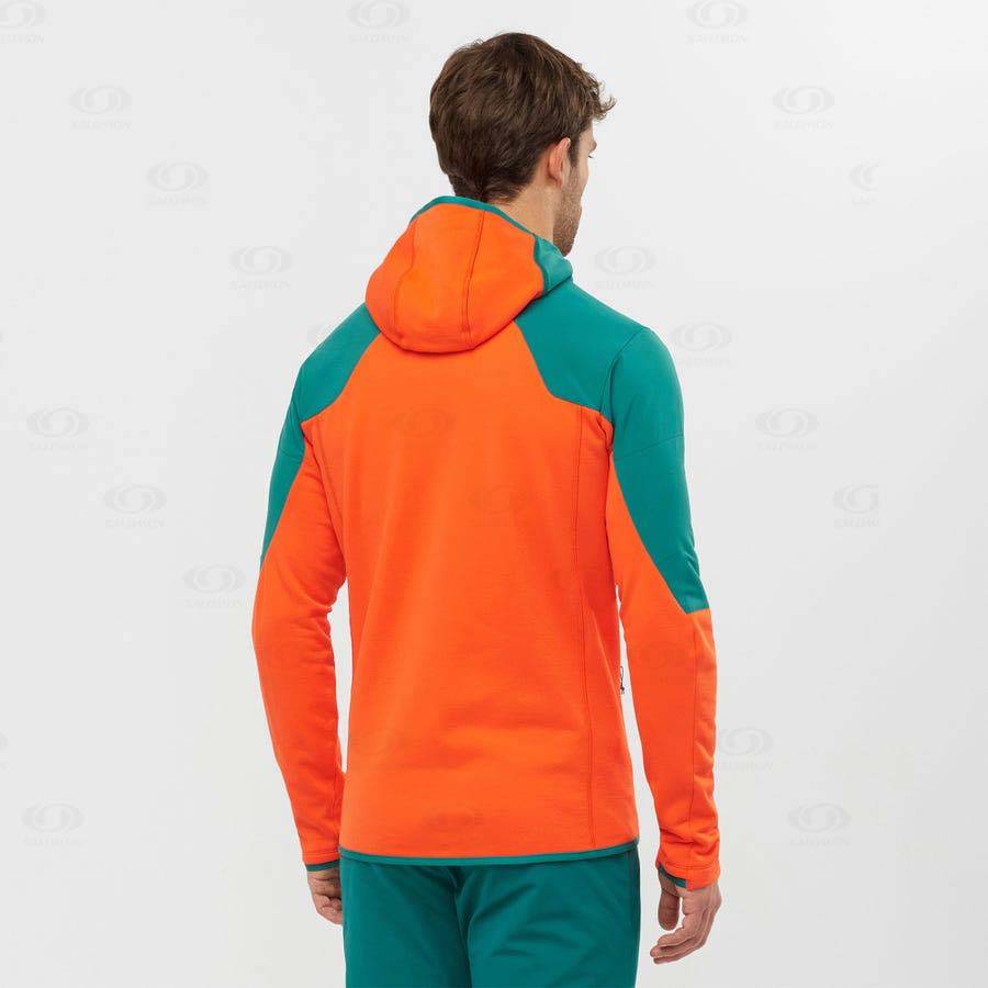 Green Men's Salomon OUTLINE WARM HYBRID Hoodie | USA-S2416