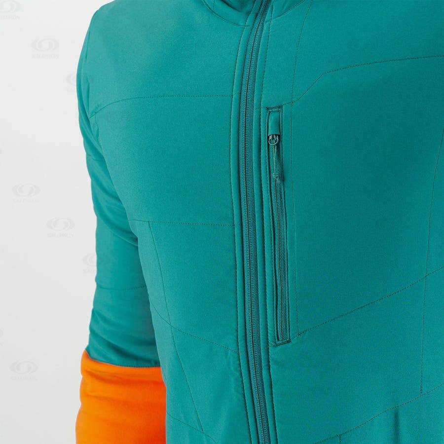 Green Men's Salomon OUTLINE WARM HYBRID Hoodie | USA-S2416