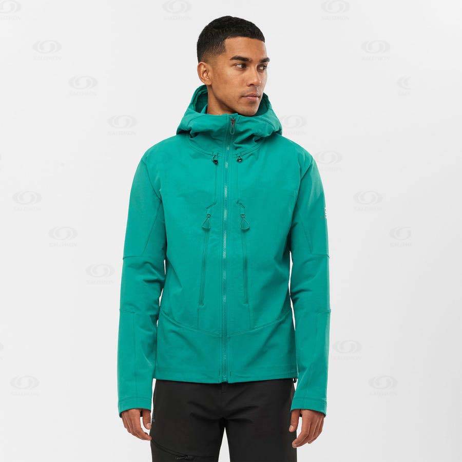 Green Men's Salomon OUTPEAK SOFTSHELL Softshell Jackets | USA-N1631