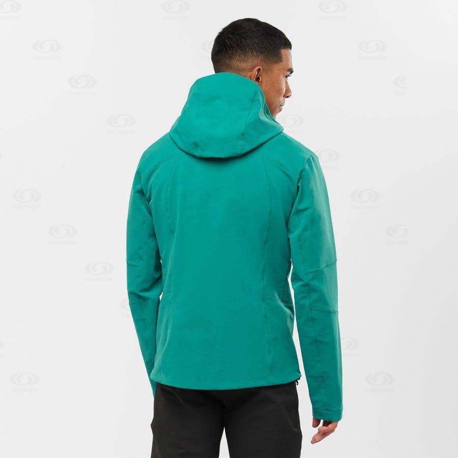 Green Men's Salomon OUTPEAK SOFTSHELL Softshell Jackets | USA-N1631