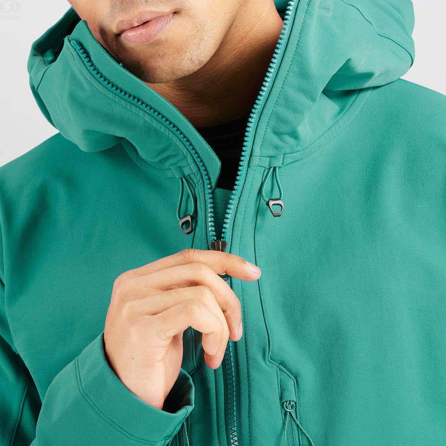 Green Men's Salomon OUTPEAK SOFTSHELL Softshell Jackets | USA-N1631