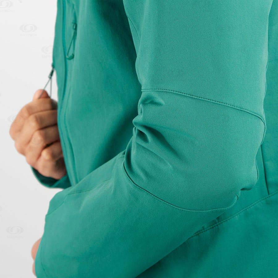 Green Men's Salomon OUTPEAK SOFTSHELL Softshell Jackets | USA-N1631