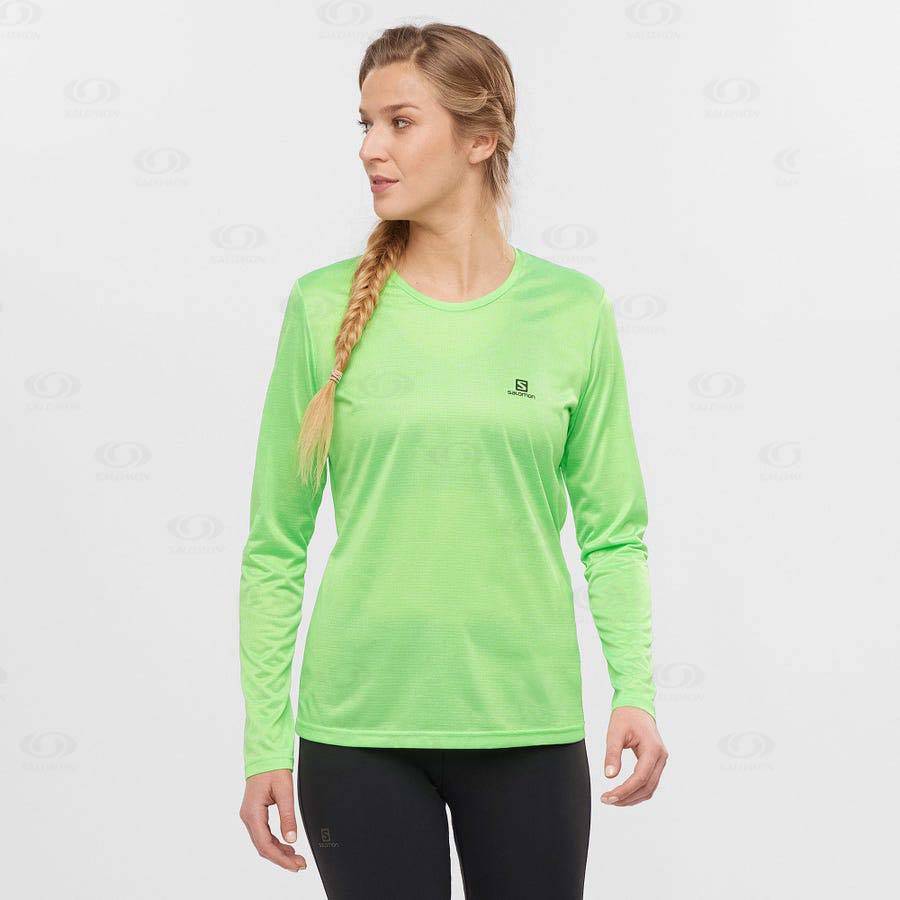 Green Women's Salomon AGILE T Shirts | USA-O2540