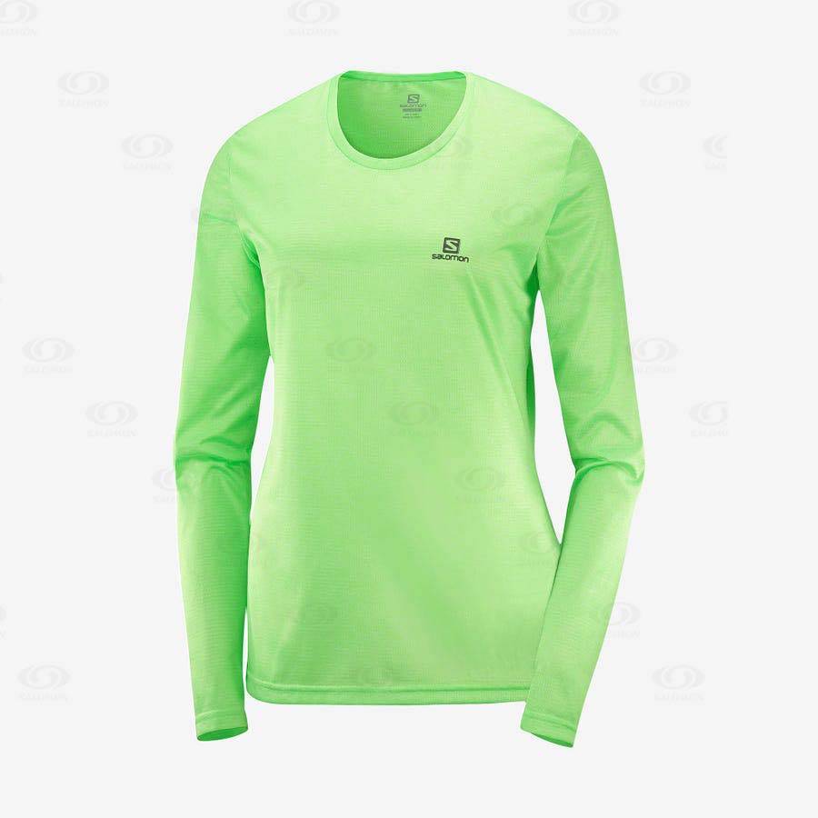 Green Women\'s Salomon AGILE T Shirts | USA-O2540