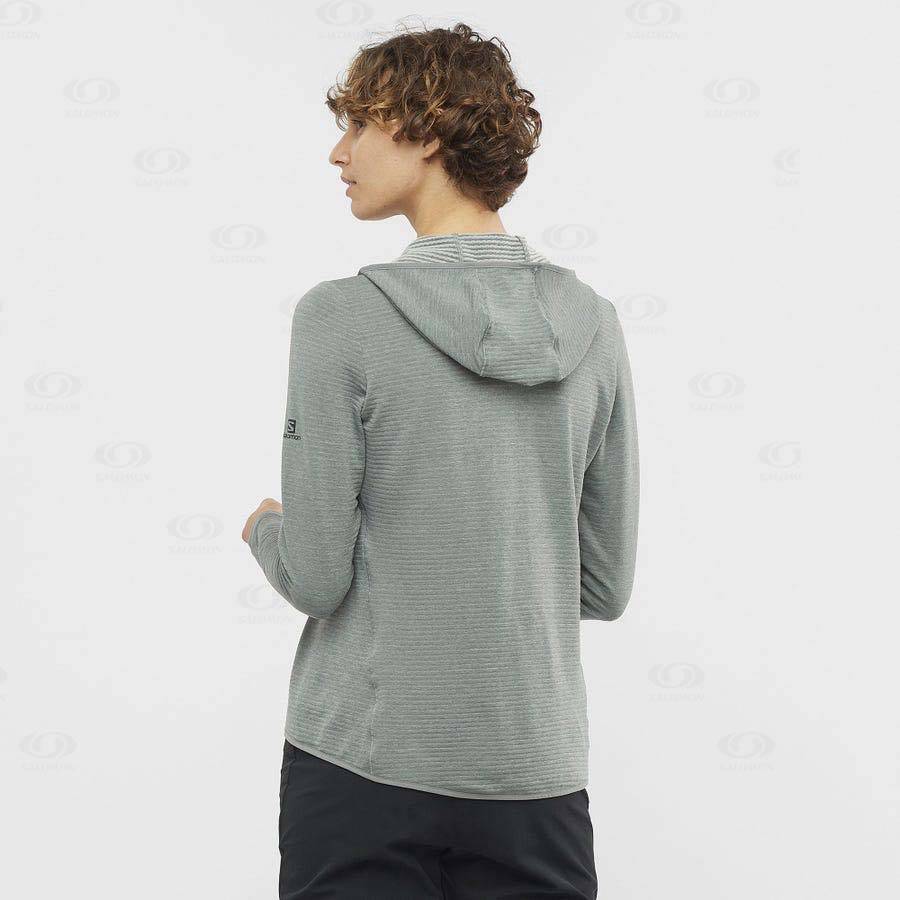 Green Women's Salomon ESSENTIAL LIGHTWARM HOODED Hoodie | USA-A1241