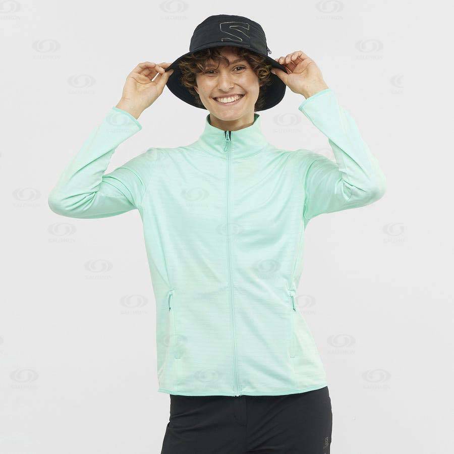 Green Women's Salomon ESSENTIAL LIGHTWARM Hoodie | USA-O1588