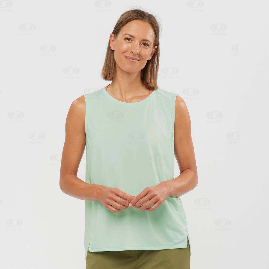 Green Women's Salomon OUTLINE SUMMER T Shirts | USA-N1463