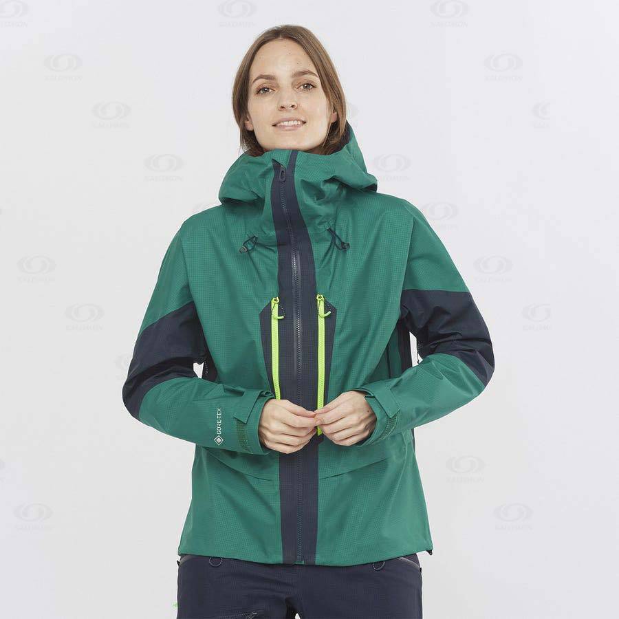 Green Women's Salomon OUTPEAK GORE-TEX 3L Waterproof Jackets | USA-W2030