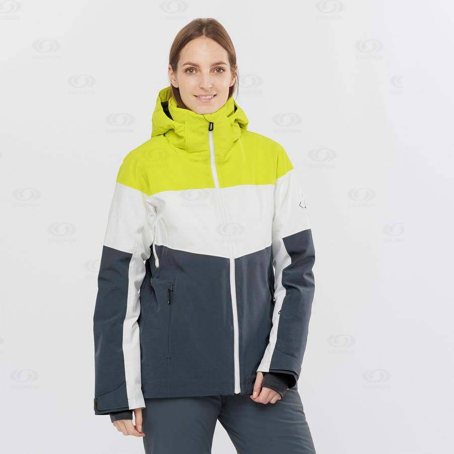 Green Women's Salomon SLALOM Ski Jackets | USA-S2507