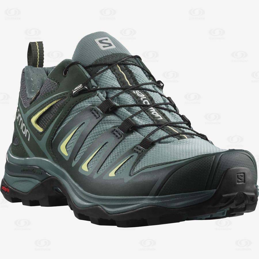 Green Women's Salomon X ULTRA 3 GORE-TEX Waterproof Shoes | USA-A2165