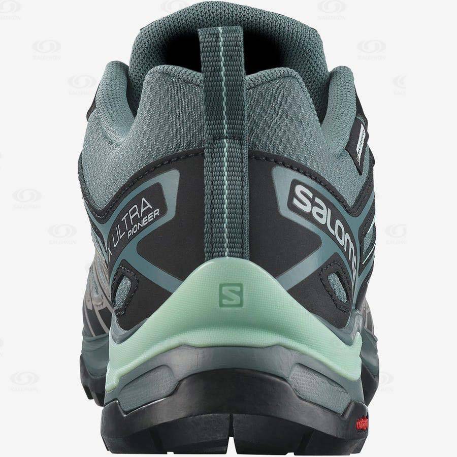 Green Women's Salomon X ULTRA PIONEER CLIMASALOMON™ WATERPROOF Hiking Shoes | USA-M1944