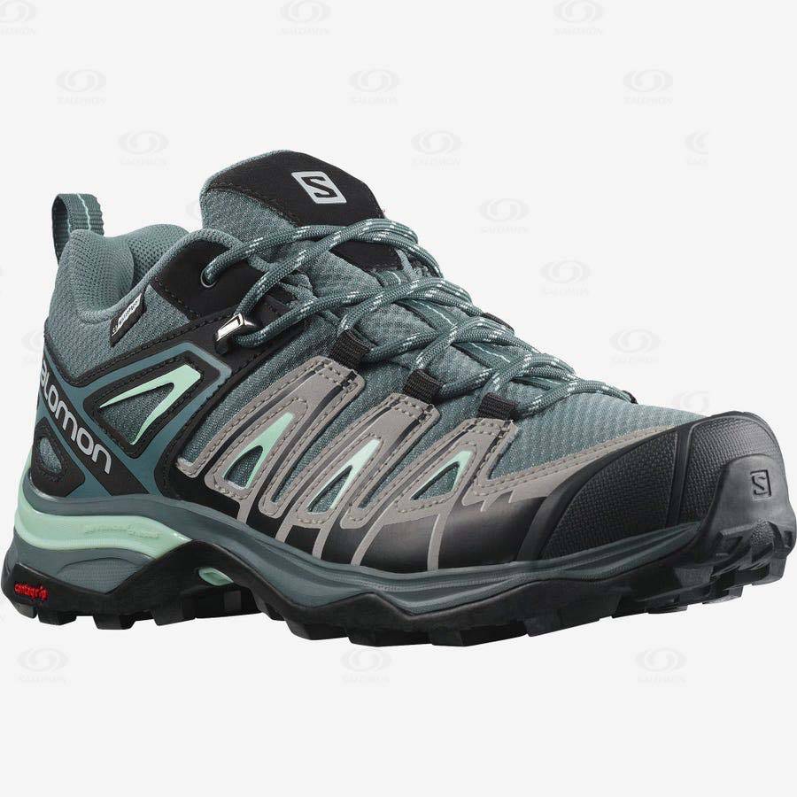 Green Women's Salomon X ULTRA PIONEER CLIMASALOMON™ WATERPROOF Hiking Shoes | USA-M1944