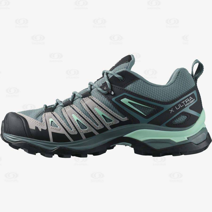 Green Women's Salomon X ULTRA PIONEER CLIMASALOMON™ WATERPROOF Hiking Shoes | USA-M1944