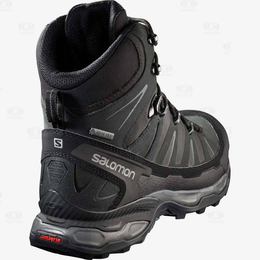 Grey / Black / Green Men's Salomon X ULTRA TREK GORE-TEX Waterproof Shoes | USA-O1224