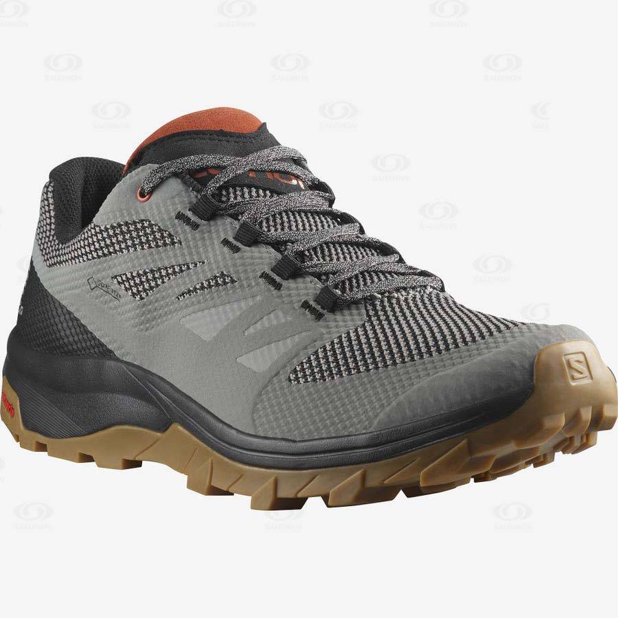 Grey / Black Men's Salomon OUTLINE GORE-TEX Hiking Shoes | USA-O2239