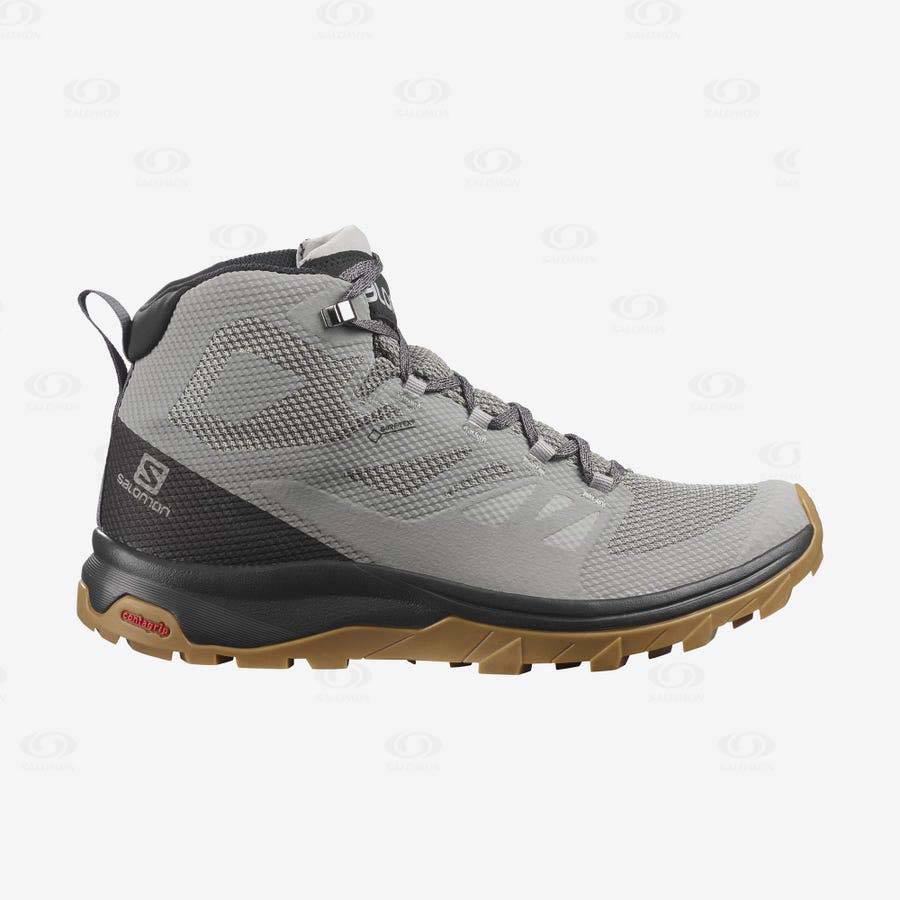 Grey / Black Men\'s Salomon OUTLINE MID GORE-TEX Hiking Boots | USA-M1755