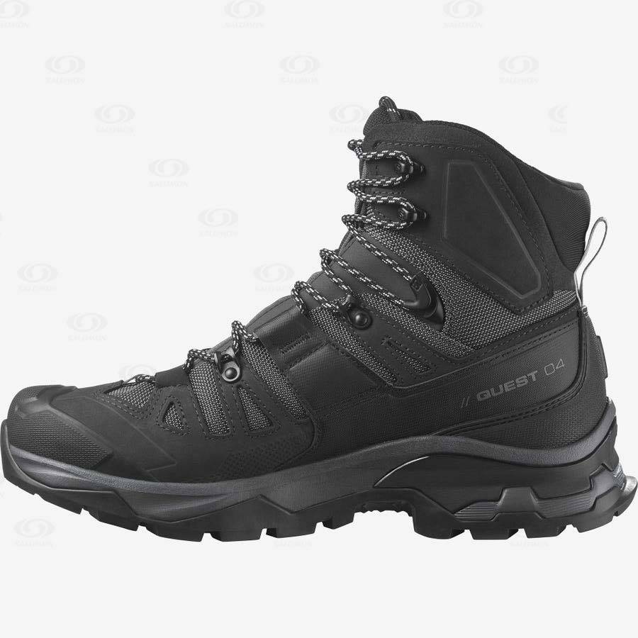 Grey / Black Men's Salomon QUEST 4 GORE-TEX Hiking Boots | USA-S2493