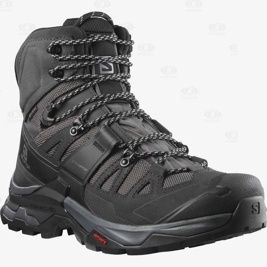 Grey / Black Men's Salomon QUEST 4 GORE-TEX Hiking Boots | USA-S2493