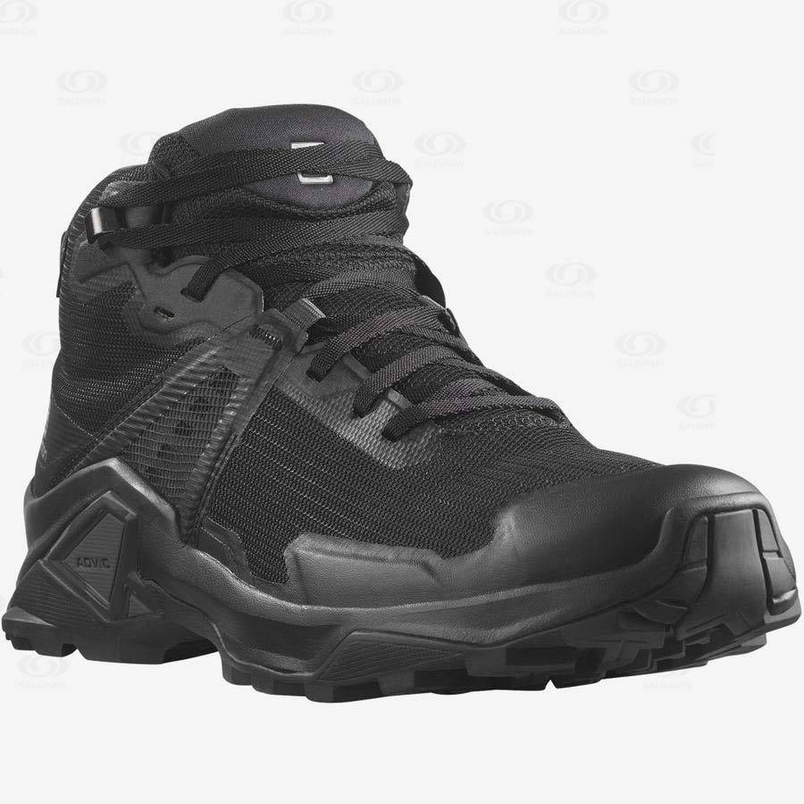 Grey / Black Men's Salomon X RAISE 2 MID GORE-TEX Hiking Boots | USA-O1847