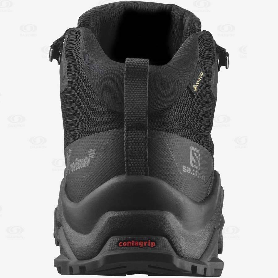 Grey / Black Men's Salomon X RAISE 2 MID GORE-TEX Hiking Boots | USA-O1847