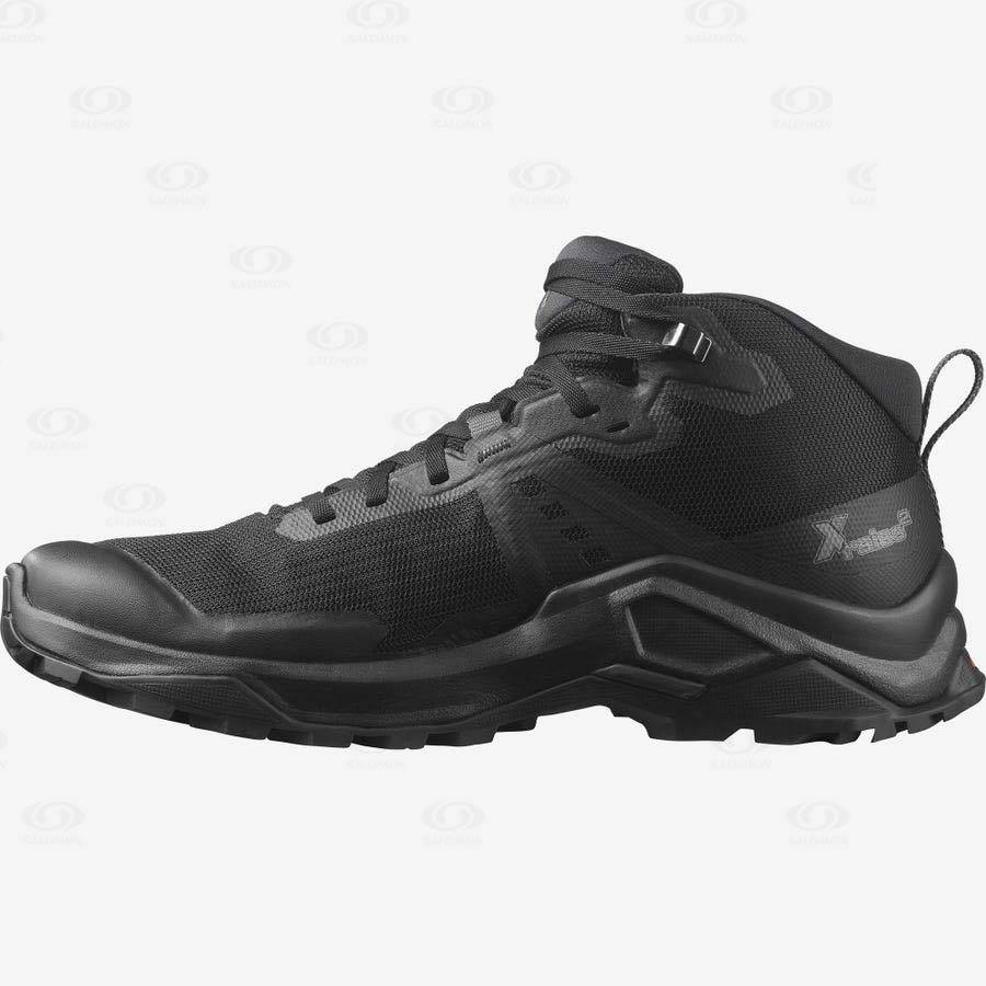 Grey / Black Men's Salomon X RAISE 2 MID GORE-TEX Hiking Boots | USA-O1847