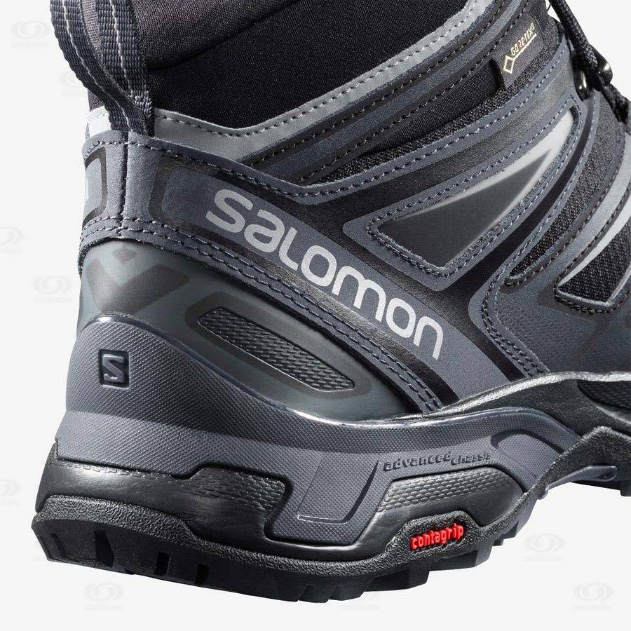 Grey / Black Men's Salomon X ULTRA 3 MID GORE-TEX Hiking Boots | USA-O2281