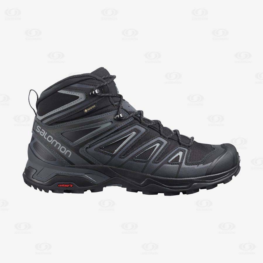 Grey / Black Men\'s Salomon X ULTRA 3 MID GORE-TEX Hiking Boots | USA-O2281