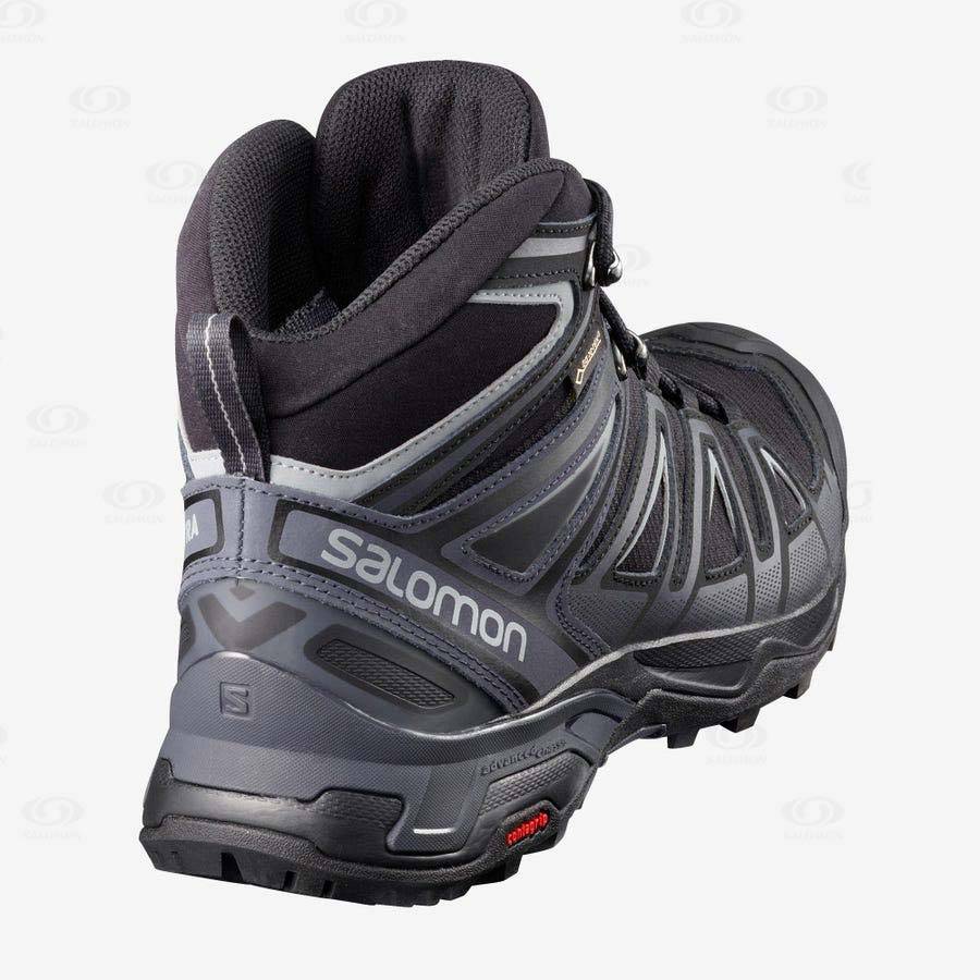 Grey / Black Men's Salomon X ULTRA 3 WIDE MID GORE-TEX Hiking Boots | USA-O2566