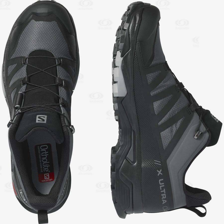 Grey / Black Men's Salomon X ULTRA 4 GORE-TEX Hiking Shoes | USA-O1749