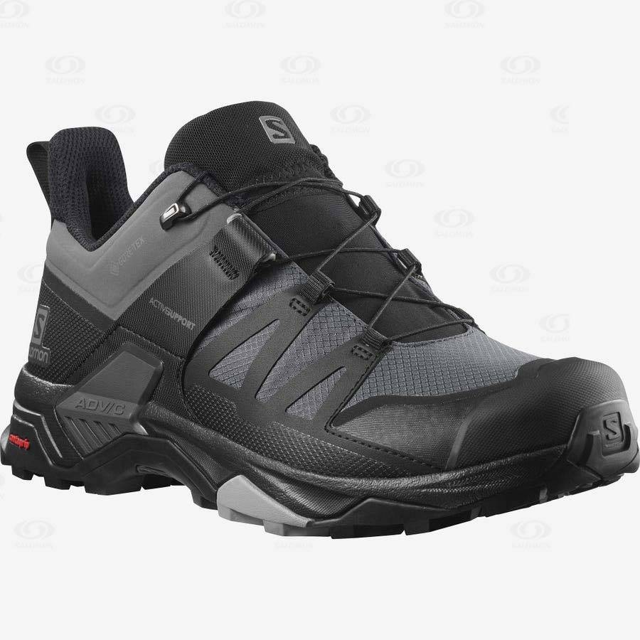 Grey / Black Men's Salomon X ULTRA 4 GORE-TEX Hiking Shoes | USA-O1749