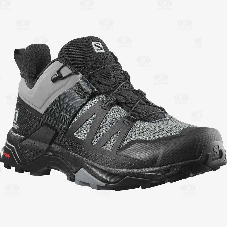 Grey / Black Men's Salomon X ULTRA 4 Hiking Shoes | USA-L1515