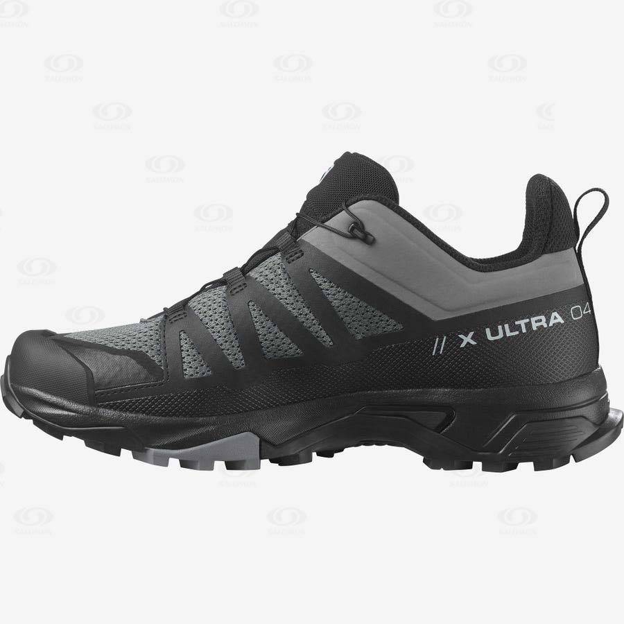 Grey / Black Men's Salomon X ULTRA 4 Hiking Shoes | USA-L1515