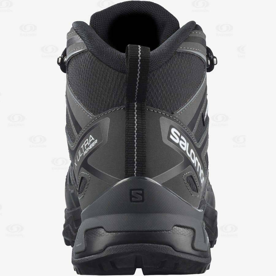 Grey / Black Men's Salomon X ULTRA PIONEER MID CLIMASALOMON™ WATERPROOF Hiking Boots | USA-M2077