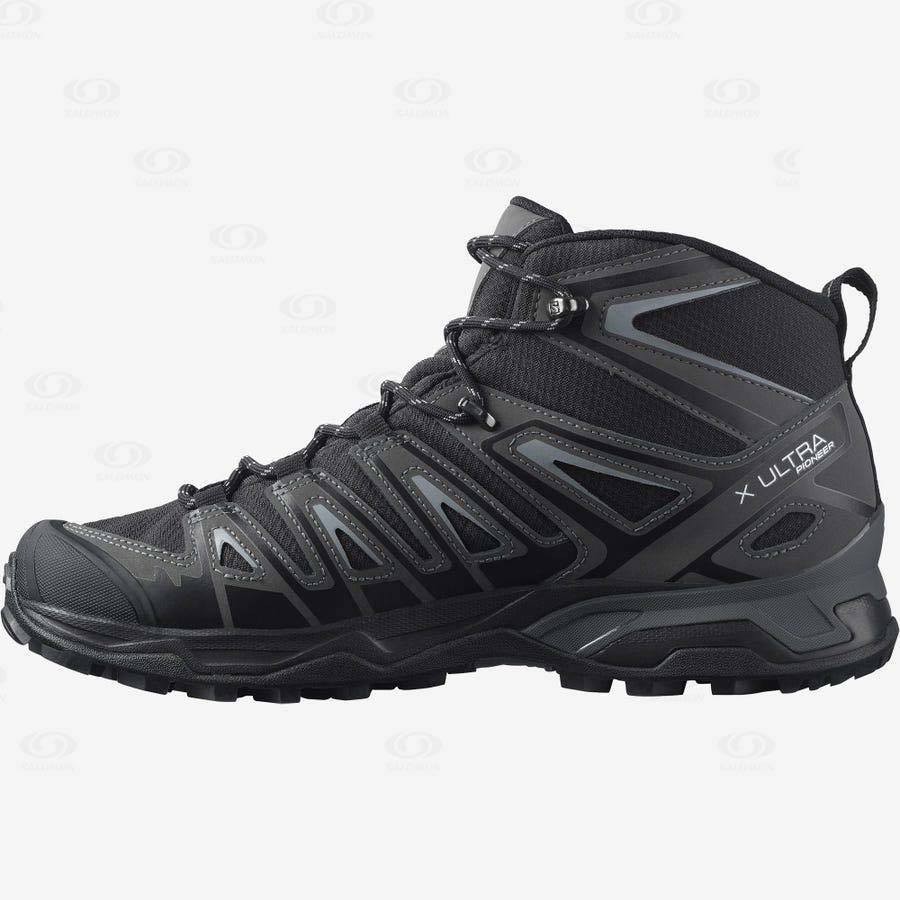 Grey / Black Men's Salomon X ULTRA PIONEER MID CLIMASALOMON™ WATERPROOF Hiking Boots | USA-M2077