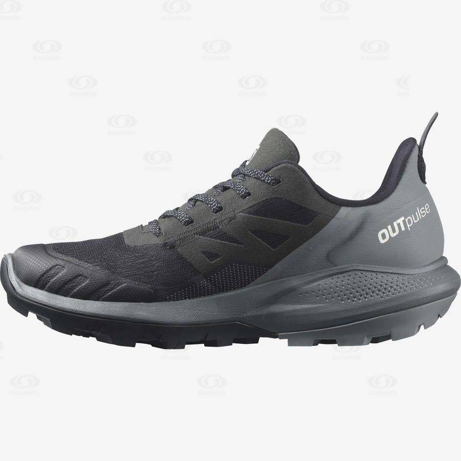 Grey / Black Women's Salomon OUTPULSE GORE-TEX Waterproof Shoes | USA-L2425