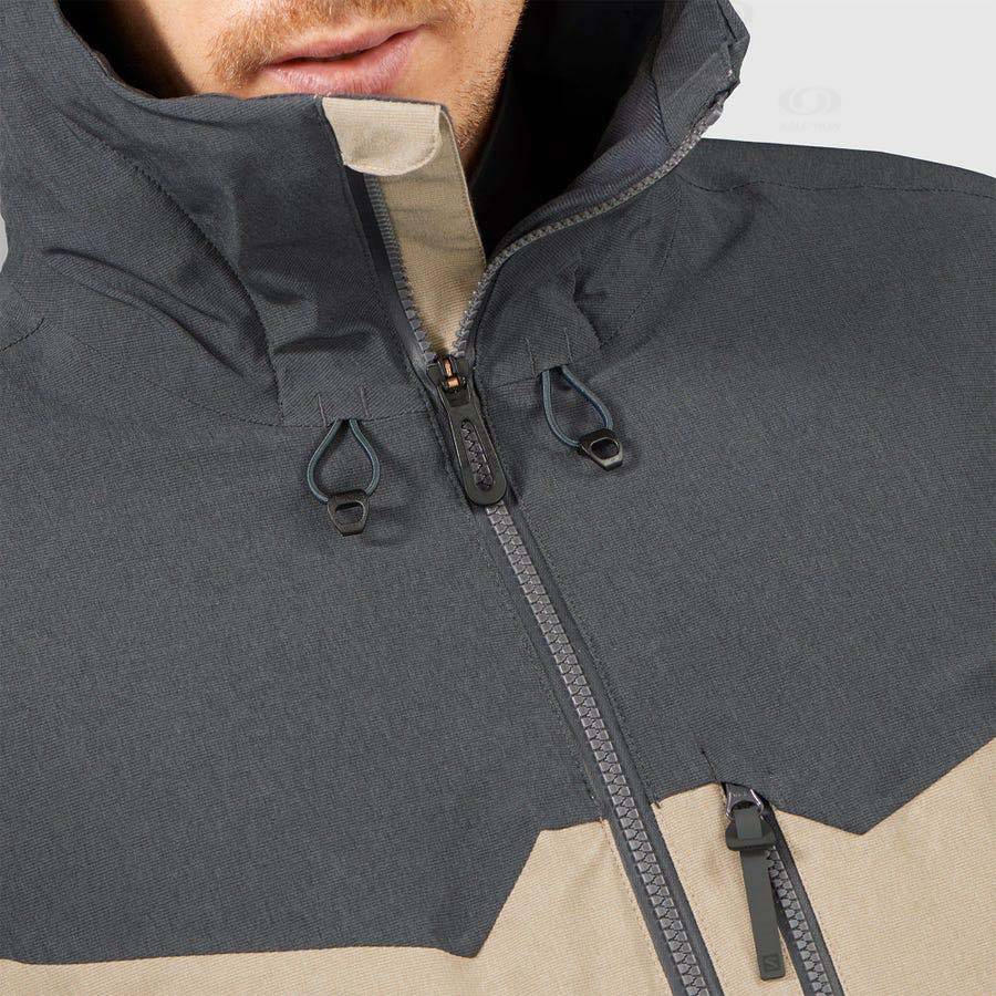 Grey / Brown Men's Salomon UNTRACKED Ski Jackets | USA-M1538