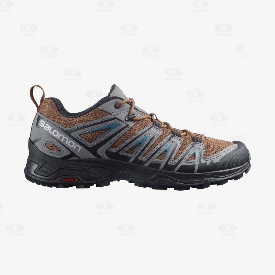 Grey / Brown Men\'s Salomon X ULTRA PIONEER Hiking Shoes | USA-O2554