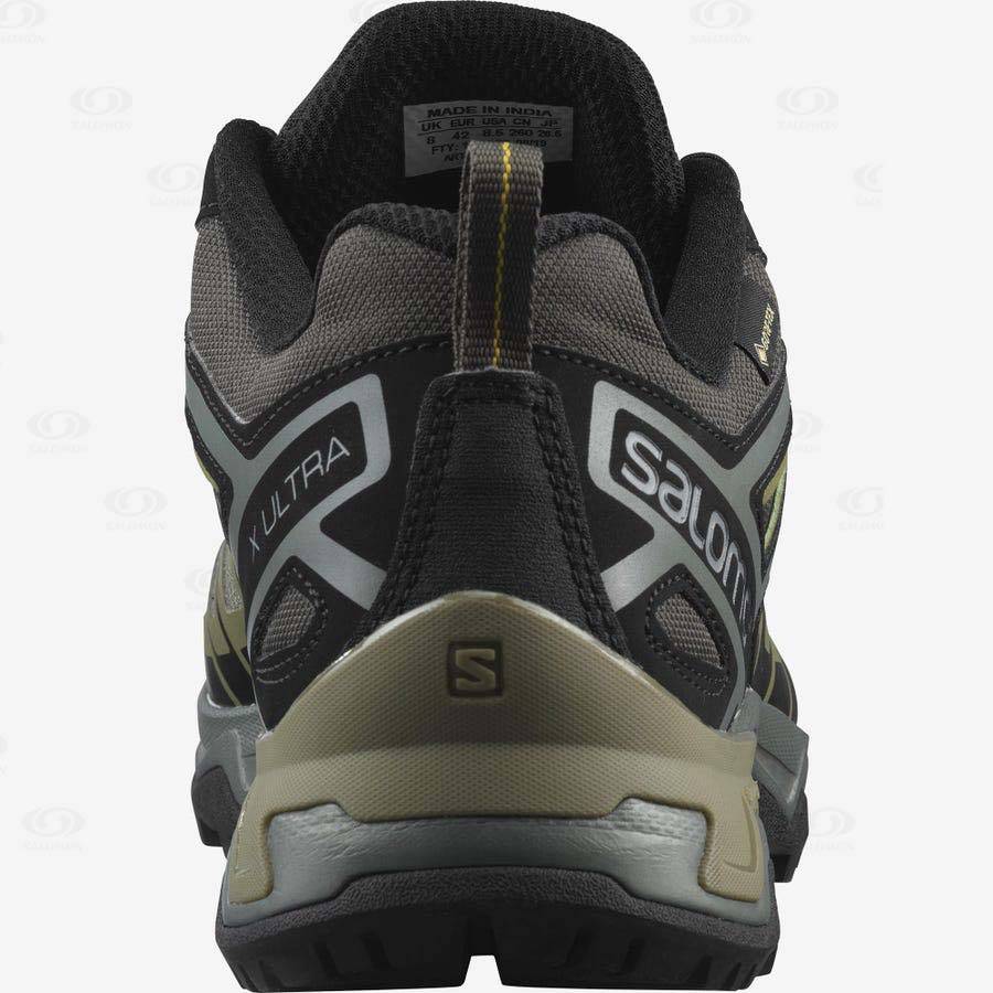 Grey / Green Men's Salomon X ULTRA 3 GORE-TEX Hiking Shoes | USA-O1880